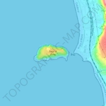 Mapa topográfico Isola di Dino, altitud, relieve