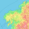 Mapa topográfico A Coruña, mapa de relieve, mapa de altitud