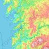 Mapa topográfico Pontevedra, mapa de relieve, mapa de altitud