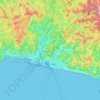 Mapa topográfico Genova, mapa de relieve, mapa de altitud