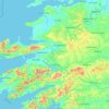 Mapa topográfico County Kerry, mapa de relieve, mapa de altitud